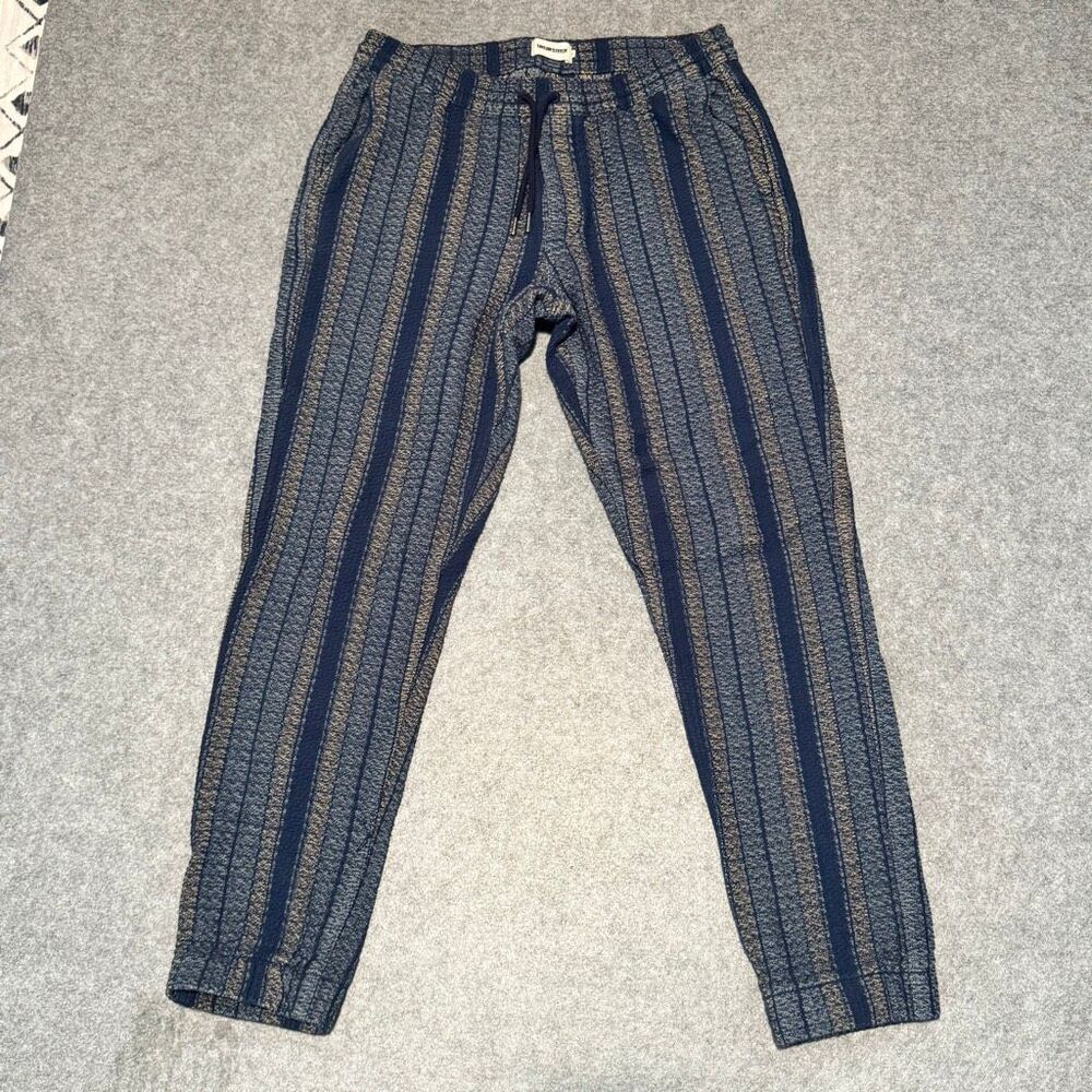 Taylor Stitch Blue and Gray Striped Jogger Sweatpants